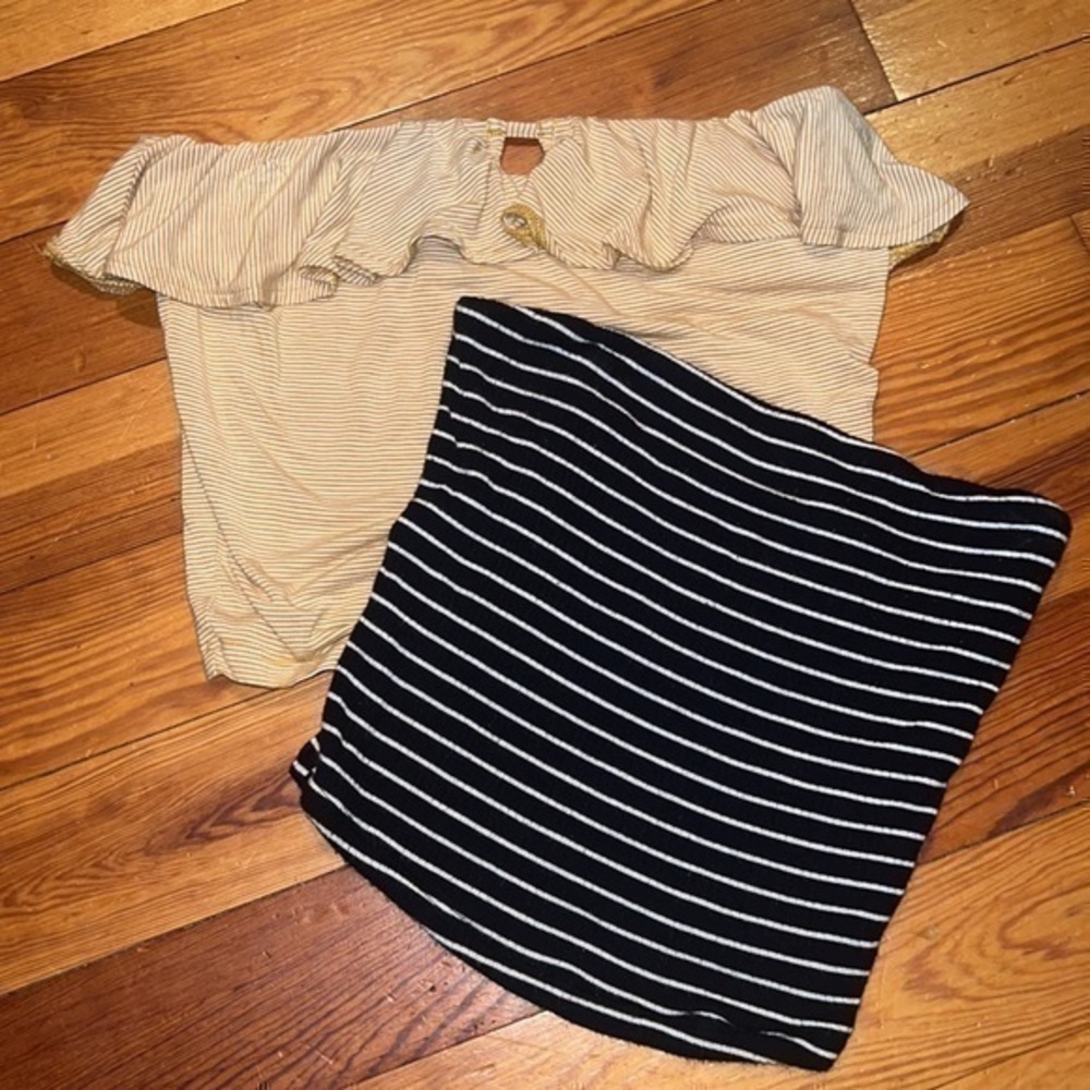 Set of 2 American eagle Y2K tube tops striped yellow and black XS
